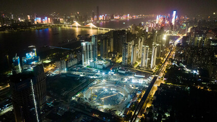 Hankou District Aerial Night Photography - Riverside Business District © PhamHong
