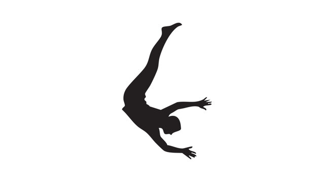 Falling person silhouette capture in mid air dynamic pose for concepts related to skydiving accidents and human motion.