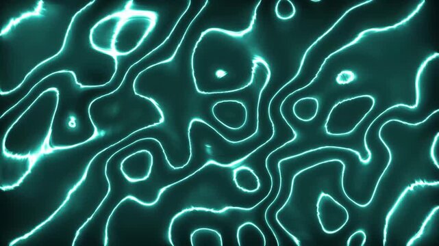 Abstract flowing neon teal light lines background motion seamless loop science energy concept