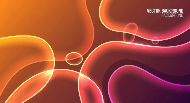 Abstract Glowing Fluid Shapes Background - Orange Pink Gradient