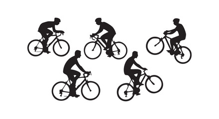 Obraz premium Road cyclist racing silhouette group showing professional riders in motion for athletic competition and marathon events.
