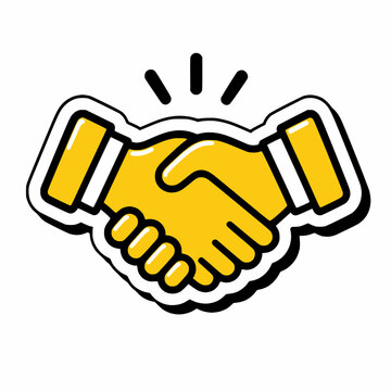Handshake cartoon sticker icon vector
