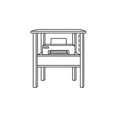 Fototapeta premium Desk printer on shelf, line art illustration