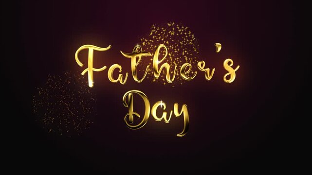 Father's day golden text lettering handwritten calligraphy animation, gold color animated lettering reveal celebration isolated for invitation greeting card festive holiday design elegant dad banner
