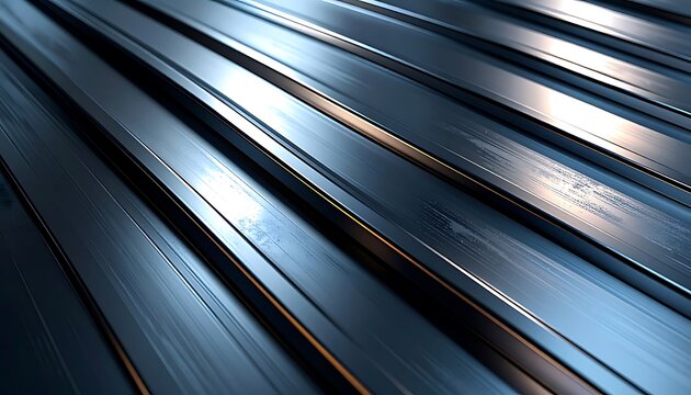Close-up of shiny metal slats background.