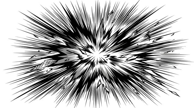 Dramatic emphasis lines move dynamically inward with motion and energy.
