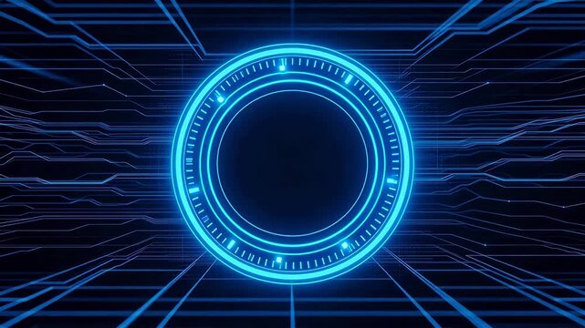 Blue glowing circular circuit design