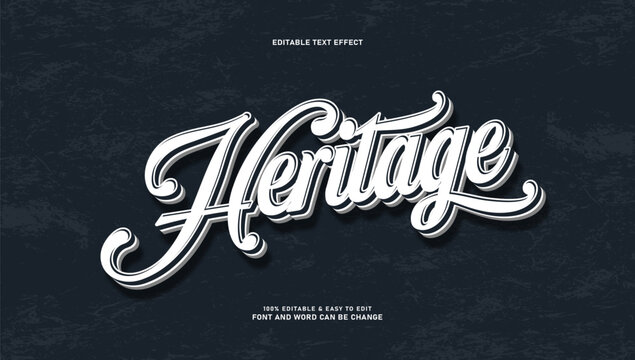 Vintage Heritage Script Editable Text Effect on Dark Grunge Background