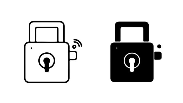 Smart Access: Minimalist Vector Line Art of a Smart Lock Icon