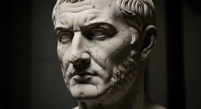 Ancient Roman Marble Bust of Emperor Augustus.
