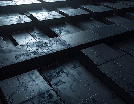 Dark metallic industrial structure background.