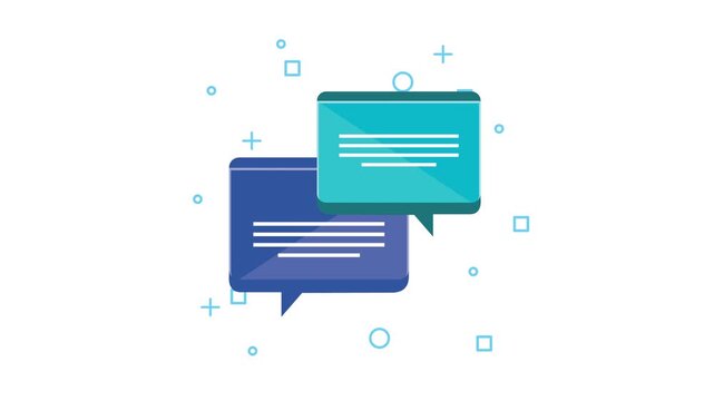 Dynamic chat bubble animation reveals speech communication interface, symbolizing modern digital interaction and message exchange.