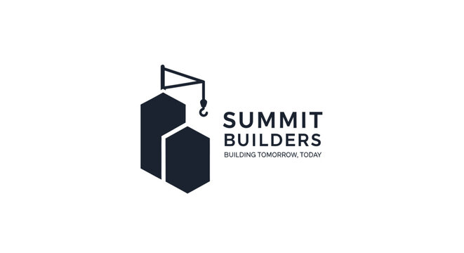 Summit Builders Logo: Modern Abstract Crane and Buildings