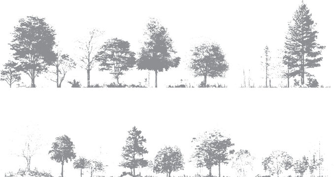 Vintage tree illustration with distressed grunge background