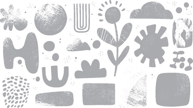 Memphis style seamless pattern with organic geometric shapes Abstract hand drawn collage pattern with eyes and leaves