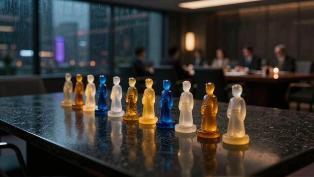 Abstract Human Figures Representing Corporate Strategy and Teamwork