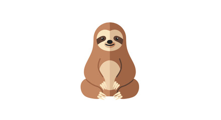 Fototapeta premium Adorable cartoon sloth character sitting upright with a gentle smile featuring a popular cute and endearing arboreal mammal known for its slow pace presented as a delightful flat design for