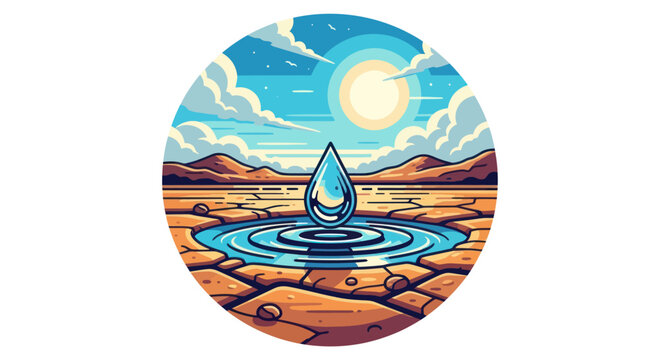 Desert Landscape with Water Droplet and Ripples