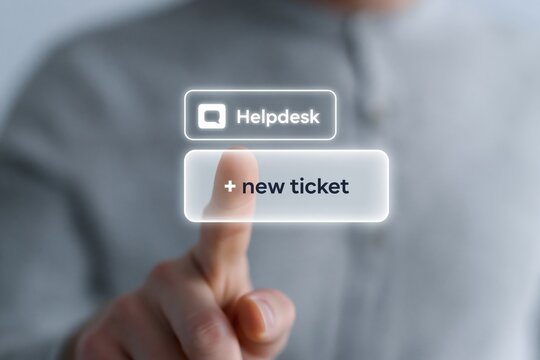Helpdesk support ticket creation using a digital hologram interface for technology