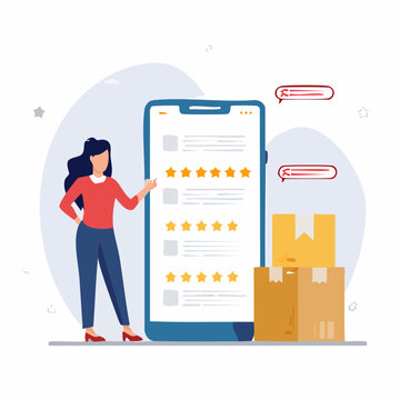 Customer reviews and online shopping concept