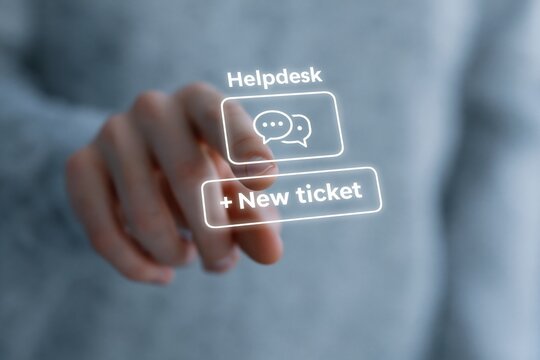 Helpdesk support service with a digital virtual interface and new ticket technology