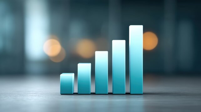 Growth Chart with Rising Bar Graph Representing Business Success and Financial Advancement in a Modern Financial Environment