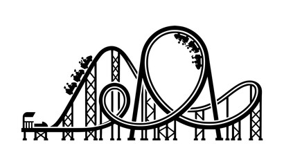 Roller Coaster Silhouette Vector Icon Theme Park Amusement Ride Track Illustration © Majedul