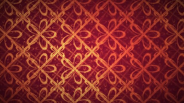 Arabesque Floral Counter Rotation Burgundy Antique Gold Islamic Vine Loop 4K Background