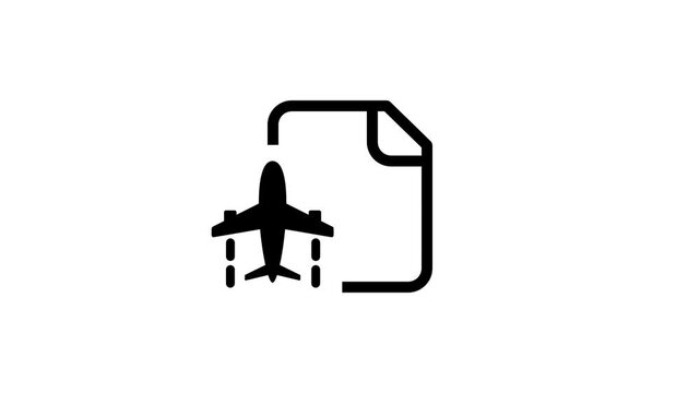 A document icon featuring an airplane symbol, representing a travel itinerary, flight record, or aviation-related file