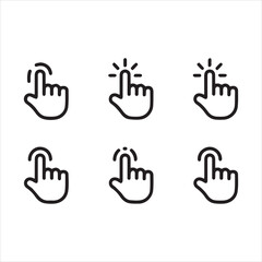 Fototapeta premium Hand Tap Gesture Set Icon on white background or silhouette vector 