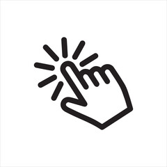 Obraz premium Click Hand Cursor Icon on white background or silhouette vector 