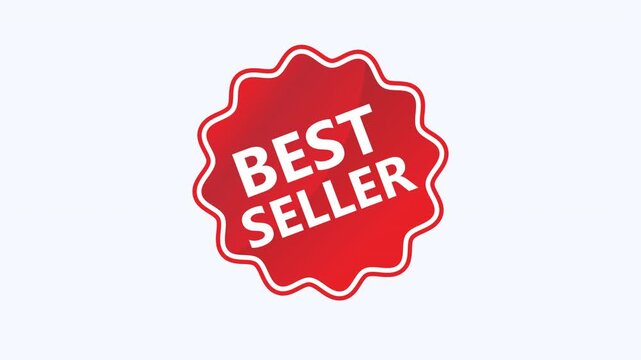 Red starburst best seller sticker for marketing products. Suitable for ecommerce, advertising, packaging, book covers, and promotional materials. Eyecatching design.