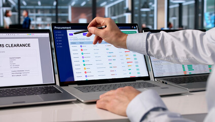 Fototapeta na wymiar Mature Procurement Manager Analyzes Supplier Contracts