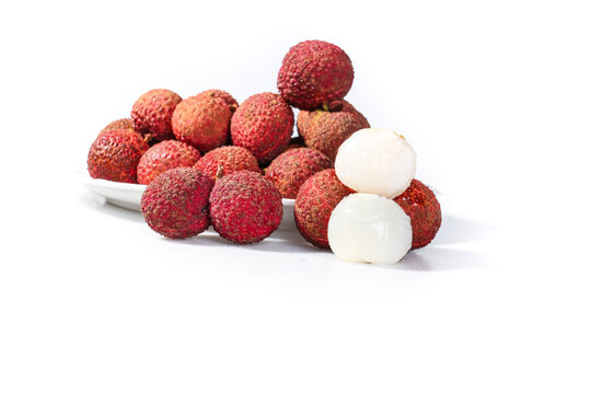 Fresh Lychee Fruits from Guangxi Hainan China Showing Sweet White Flesh Tropical Asian Food