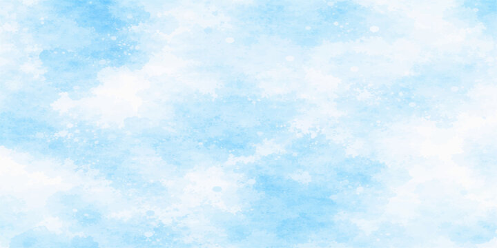 A watercolor-style cloudscape with soft, dreamy blues and whites evokes a sense of peace. 