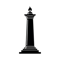 Fototapeta premium Black Silhouette of a Monumental Column with Flame.