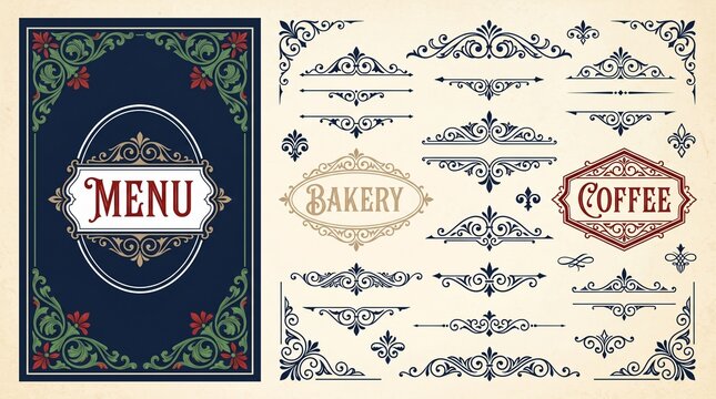 Ornate elements, frames, labels, scroll, floral motifs. For branding, graphic design, packaging, stickers, business and greeting cards, wedding invitations, menu, ... See More