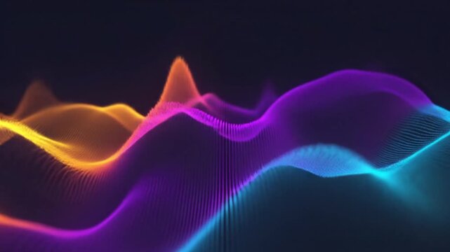 A digital audio waveform or visualization of sound frequencies. 