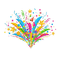 Obraz premium Explosion of Colorful Confetti and Stars for Celebrations.