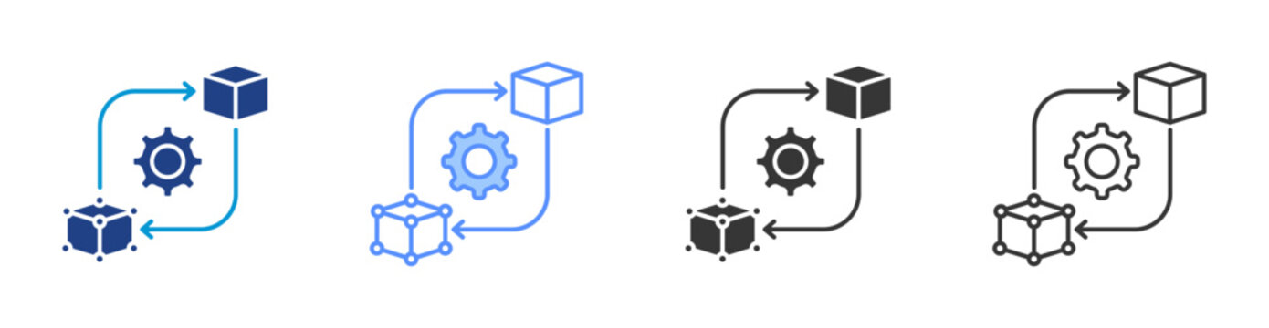 Digital Twin icon set multiple style collection	
