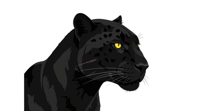 Black Panther Portrait - Majestic Wild Cat with Yellow Eyes