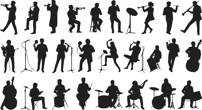 Musicians and Band Silhouette Mega Set - Live Music Performance VectorMusicians and Band Silhouette Mega Set - Live Music Performance Vector