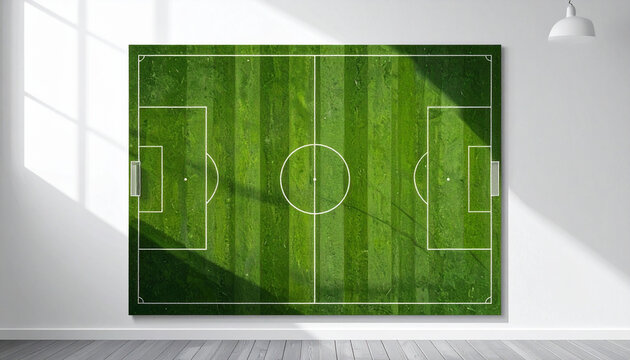 Vue a&eacute;rienne d'un terrain de football sur un mur