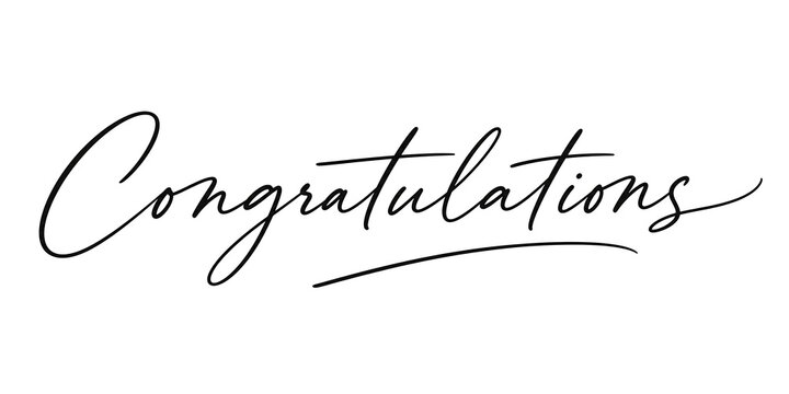 A celebratory message of Congratulations written in elegant cursive script