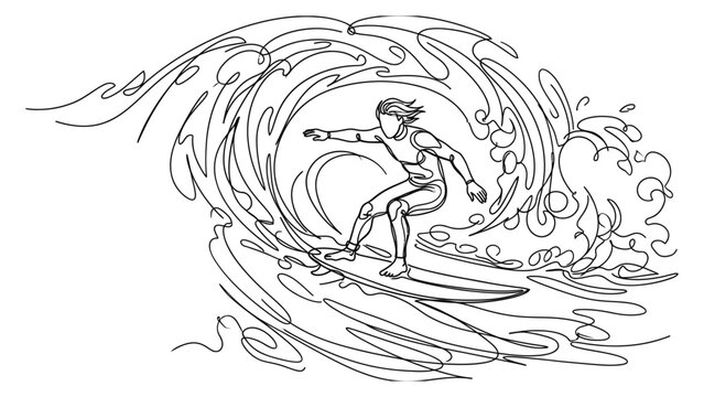 Man surfing on a wave riding surfboard.