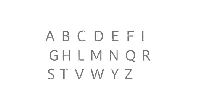Alphabet letters, uppercase typography, gray text, vector characters, sans serif font