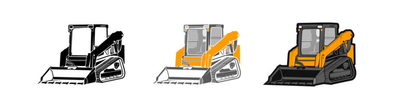 Skid steer loader logo vector Set Multiple Style Collection.
