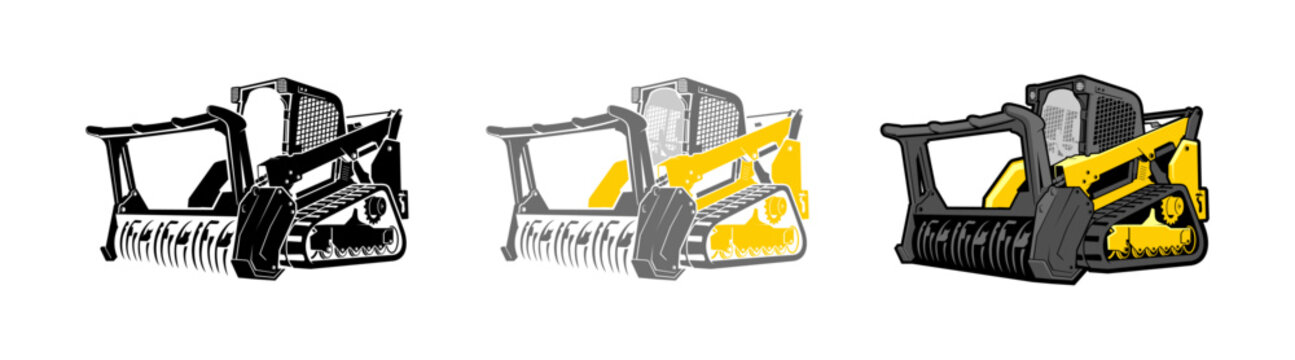 Skid steer loader logo vector Set Multiple Style Collection.