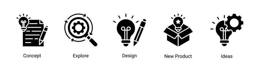 Creative design icon set featuring concept,ideas,exploration and new product development vector collection © Arjuna