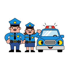 Cartoon Police Officers and Patrol Car © mus